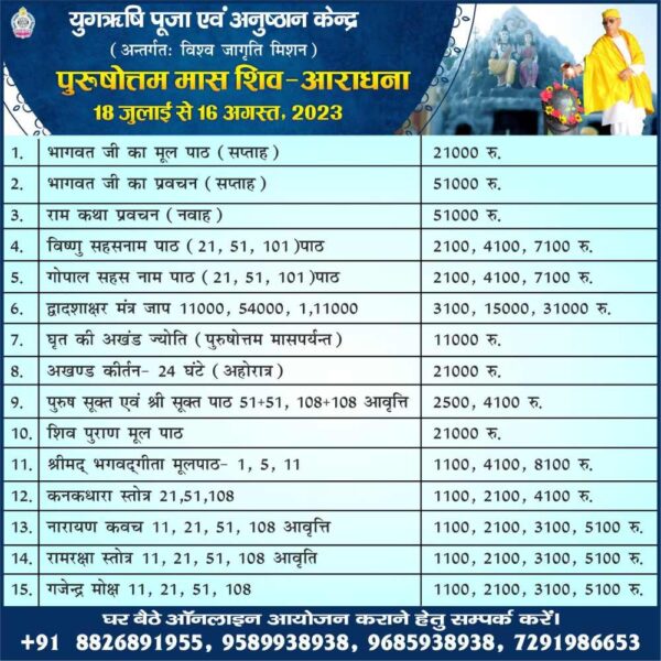 purushottam sawan month puja list